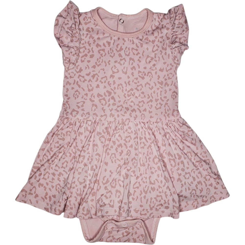 Kyte Baby One-piece Skirted Bodysuit Short-sleeve Pink Cheetah Baby Girls 12-18